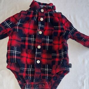 OshKosh B'gosh - Red and Blue Plaid Baby Onesie Shirt
